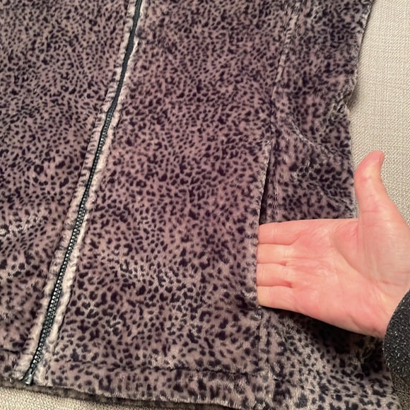 Lands’ End Full Zip Jacket Animal Print Soft Warm & Stylish Large Tall Length - Picture 6 of 13